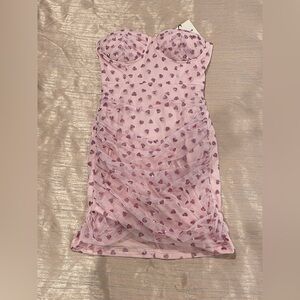 Superdown Pink glitter Heart Mini Dress XS